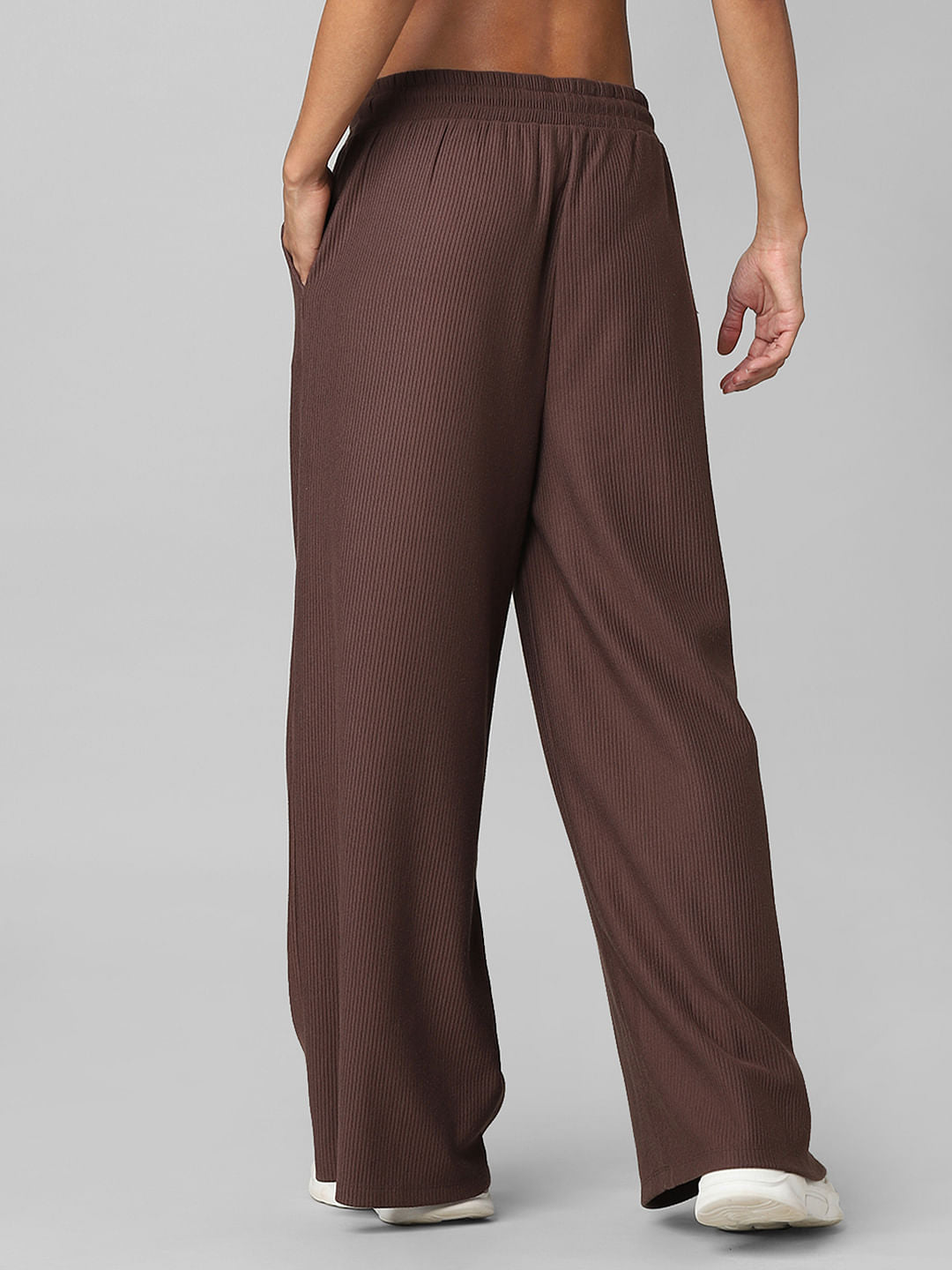 Brown High Rise Ribbed Co-Ord Pants