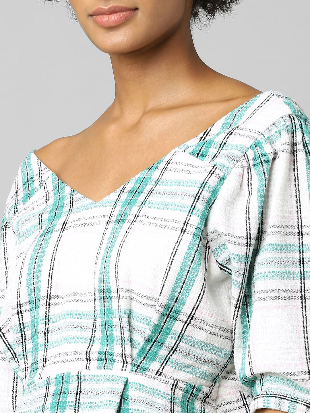 White Tweed Peplum Top