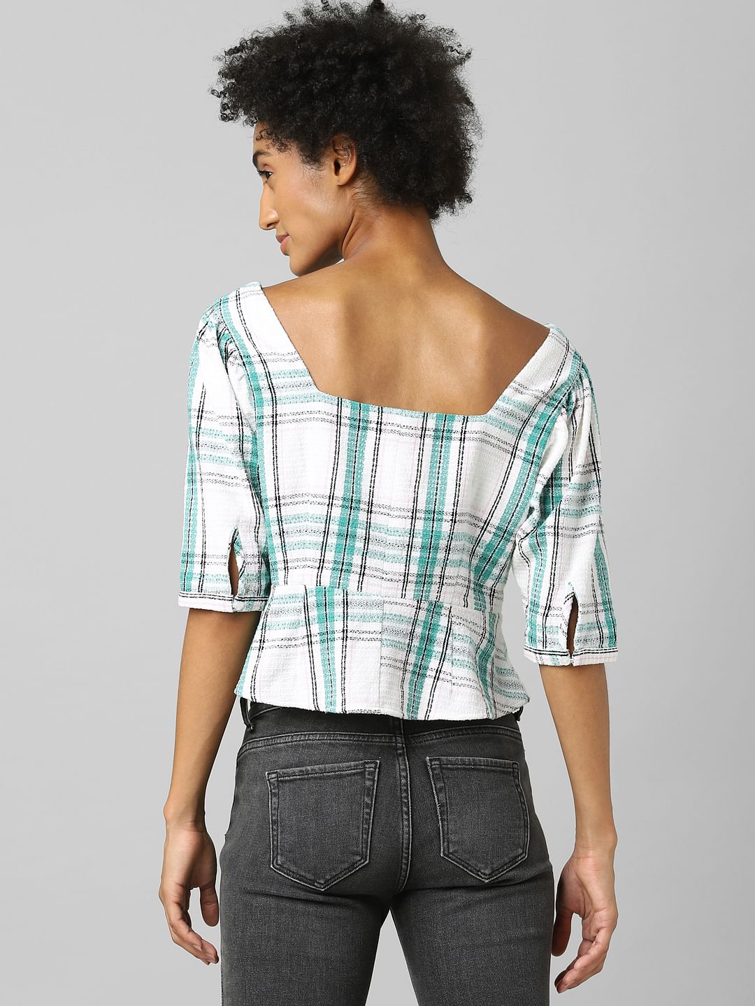 White Tweed Peplum Top