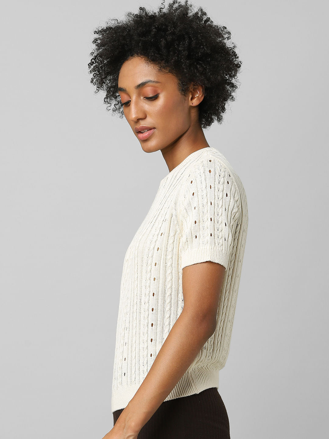 Beige Cable Knit Top