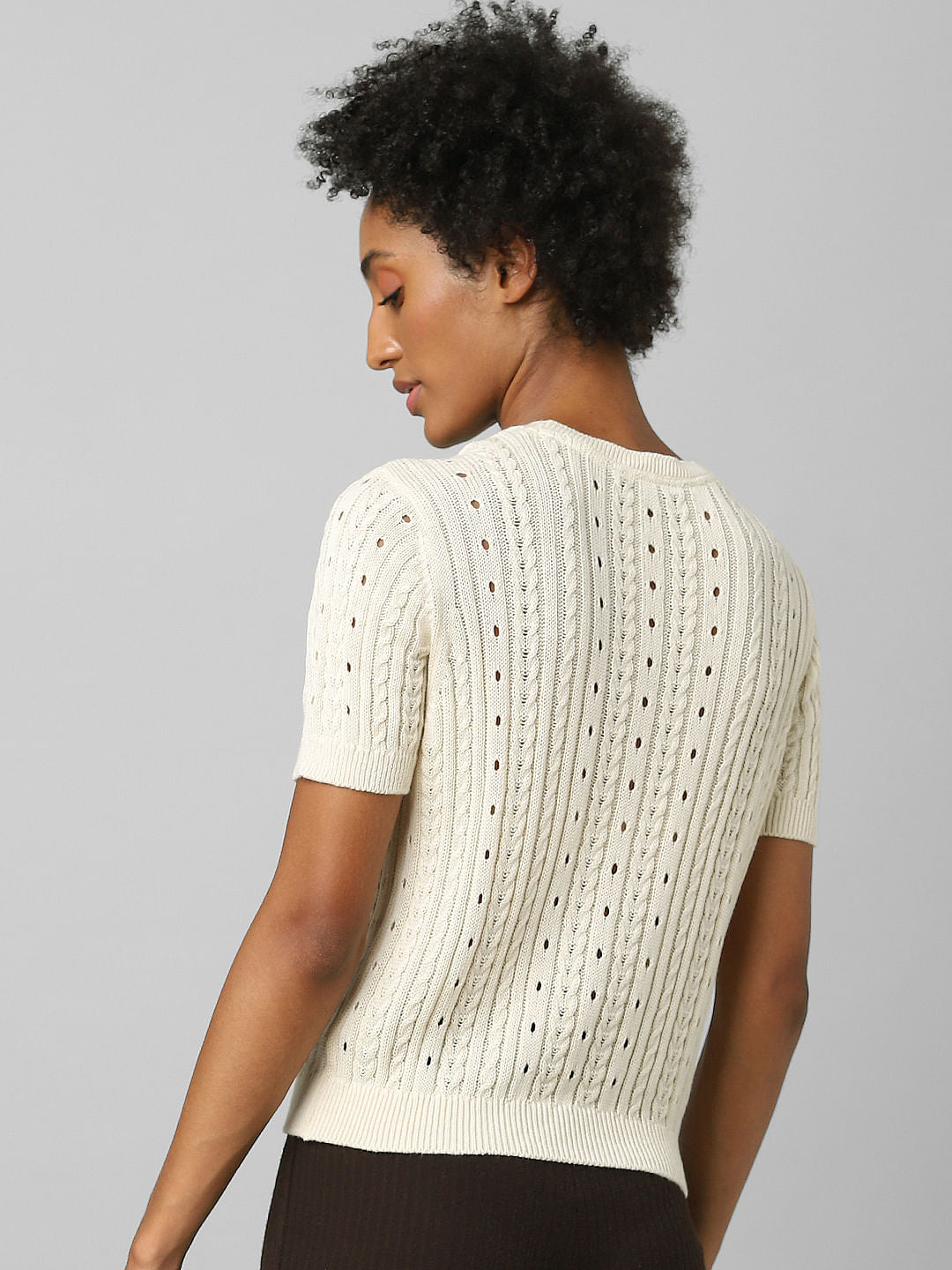 Beige Cable Knit Top