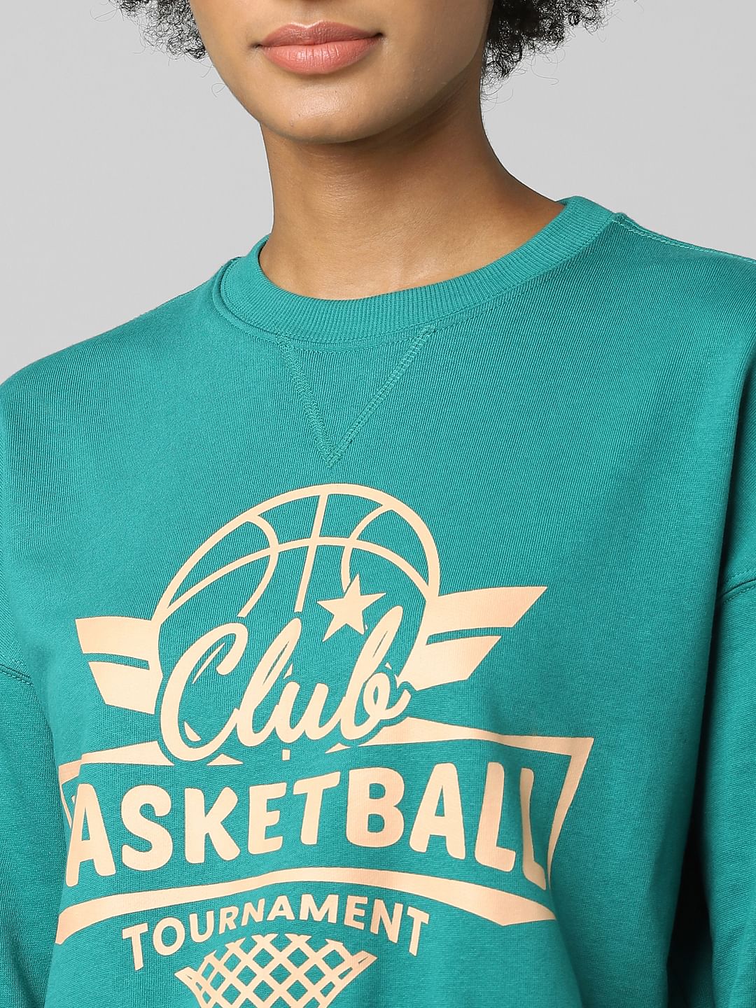 Green Typographic Print Co-Ord Sweatshirt