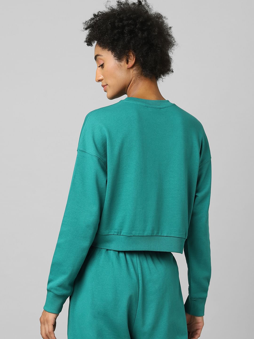 Green Typographic Print Co-Ord Sweatshirt