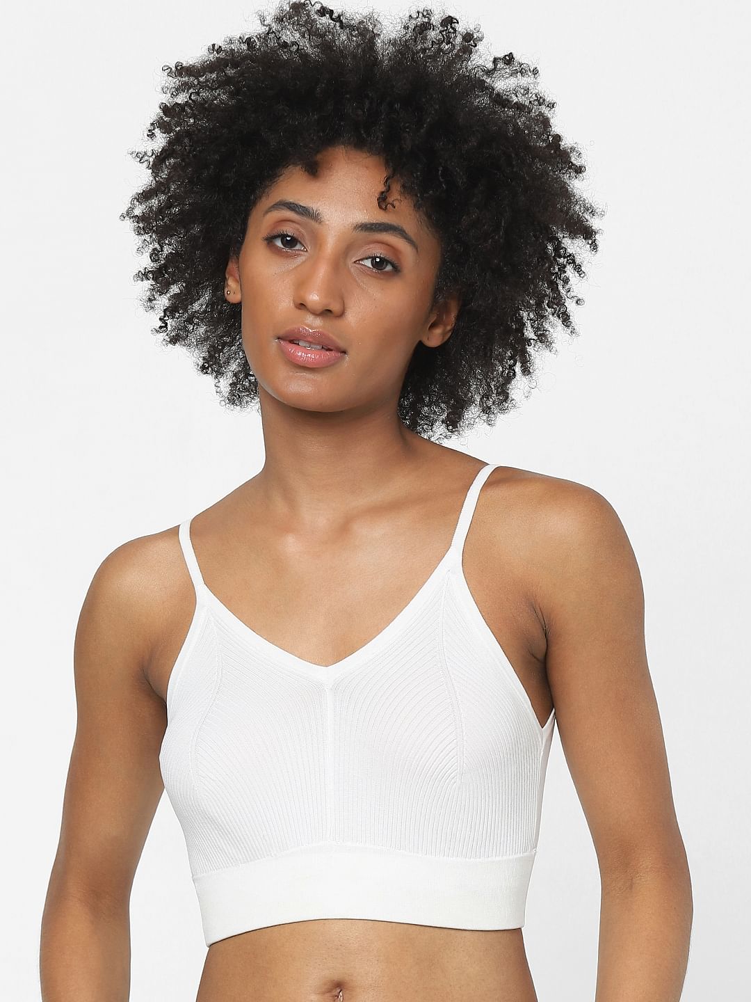 White Ribbed Crop Top