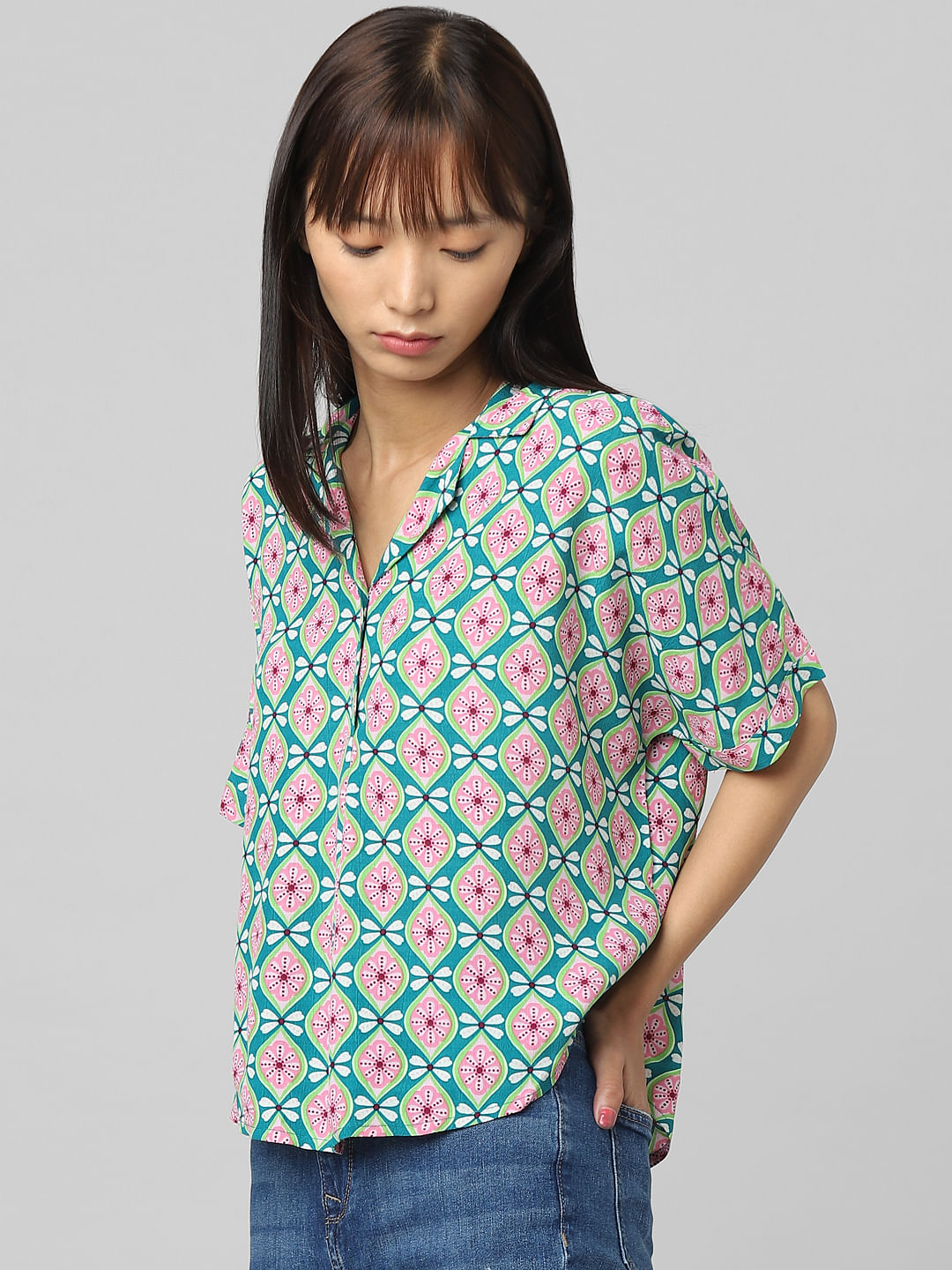 Green Printed Resort Shirt
