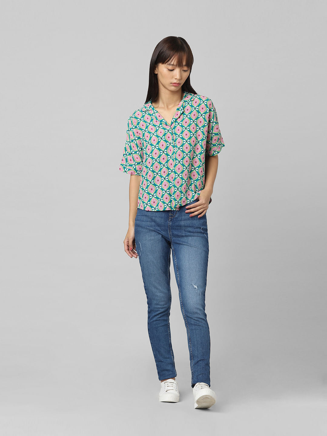 Green Printed Resort Shirt