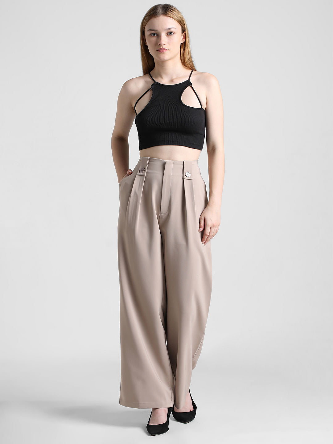 Black Ribbed Crop Top