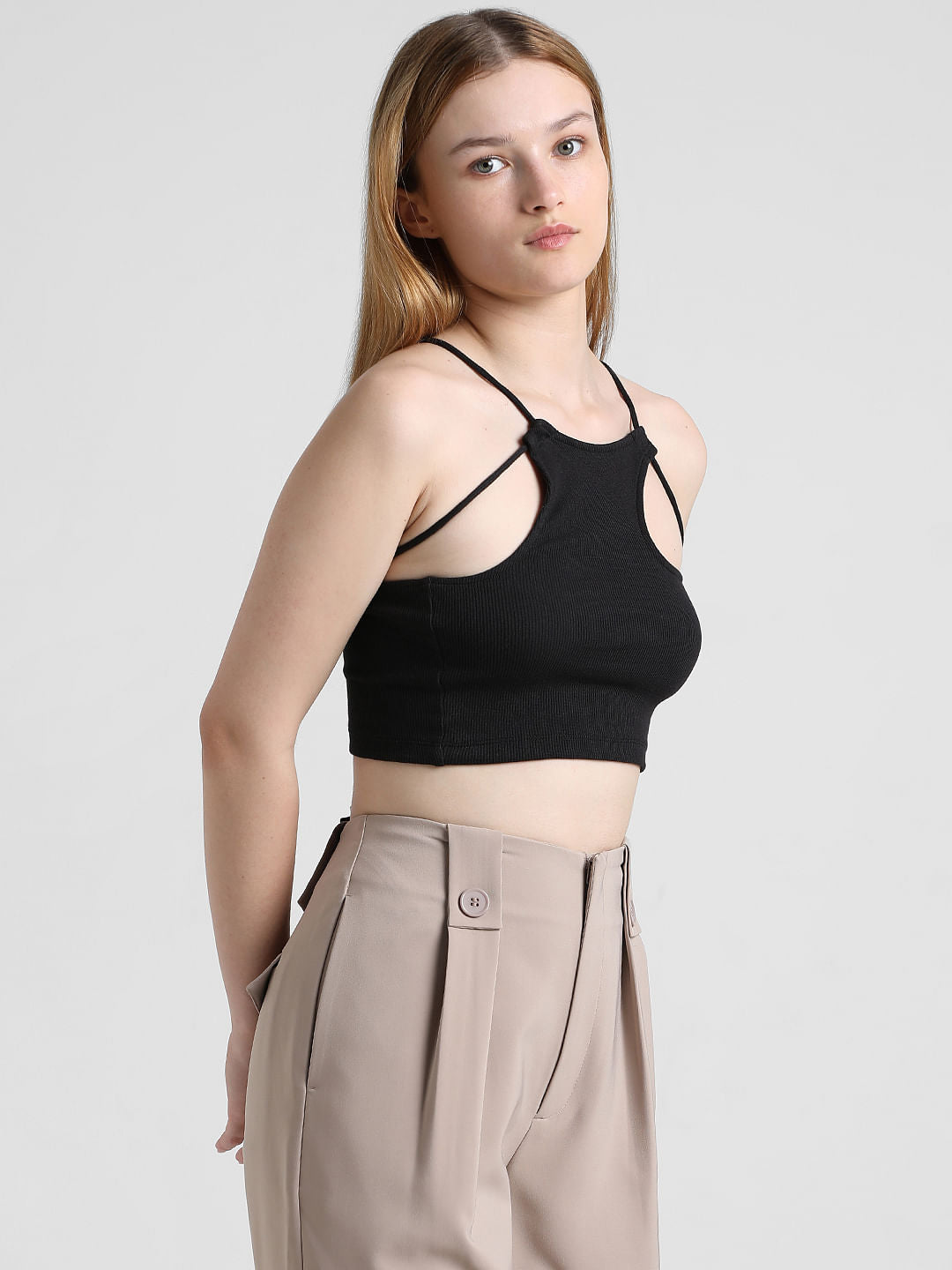 Black Ribbed Crop Top