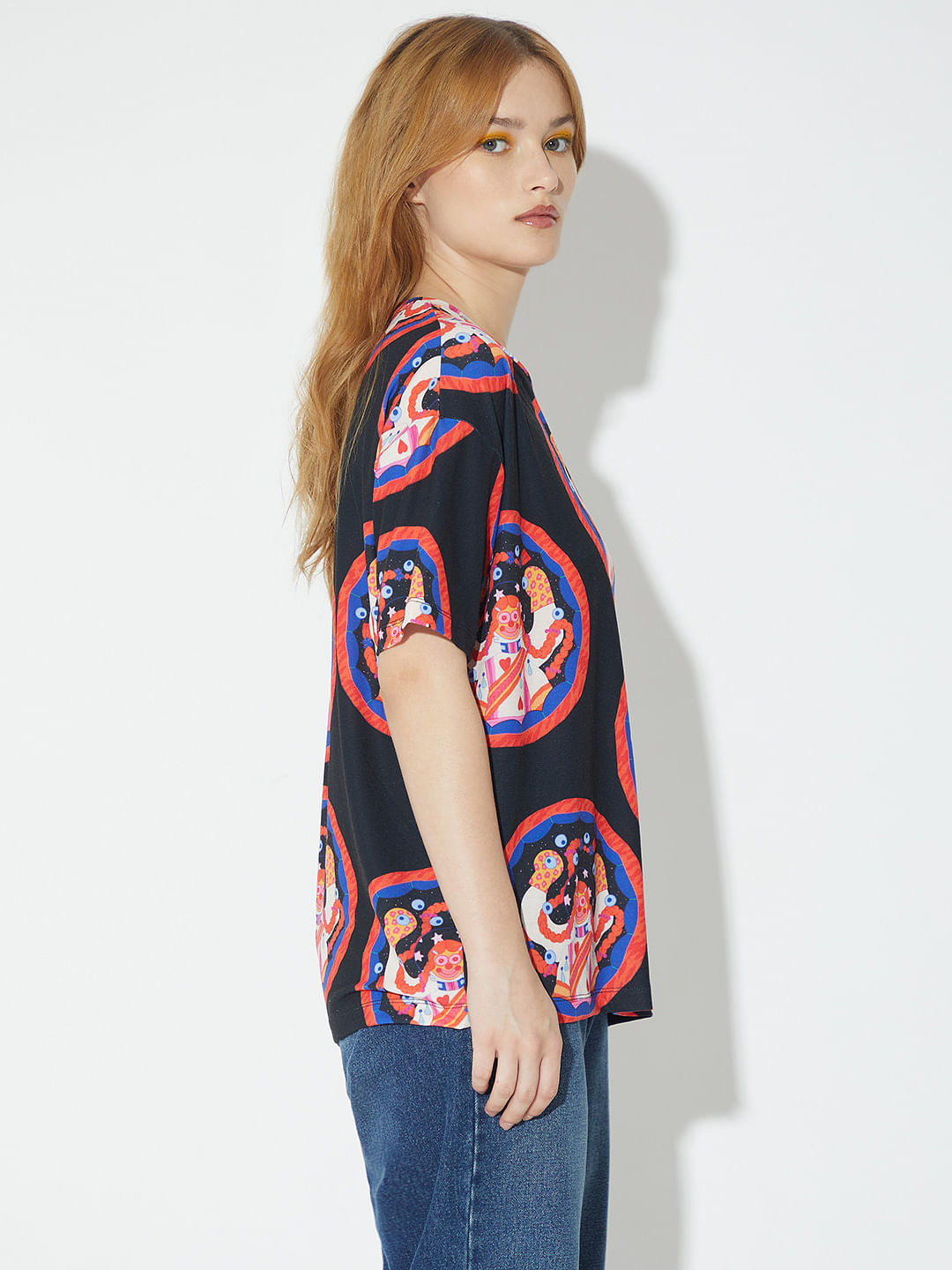 Only X Artverse Black Printed T-Shirt