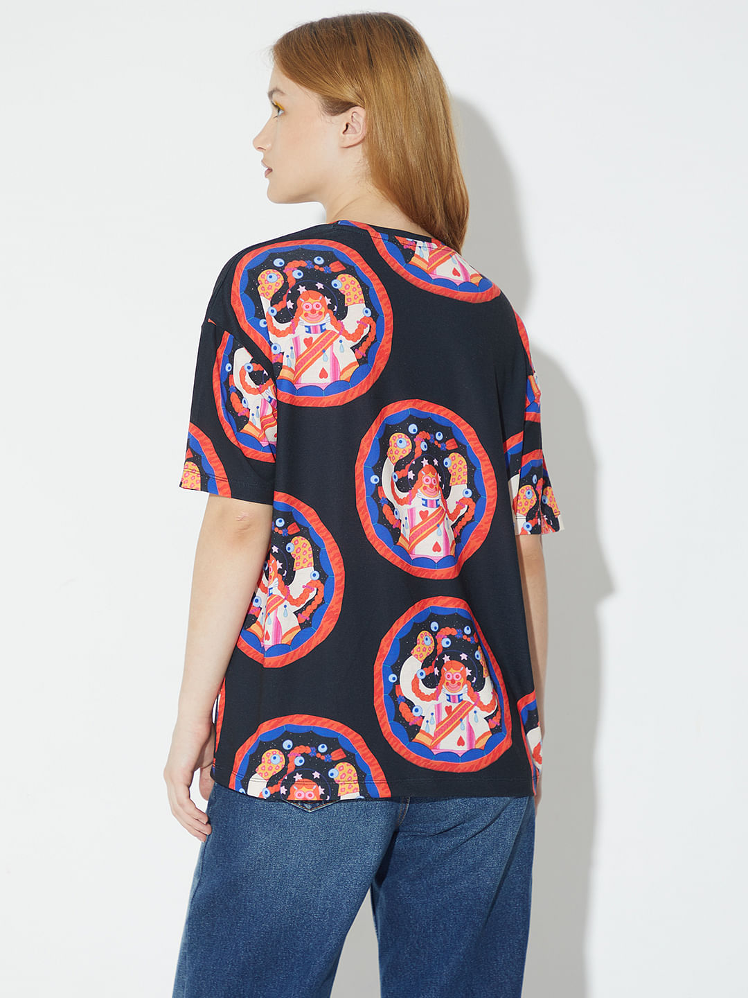 Only X Artverse Black Printed T-Shirt