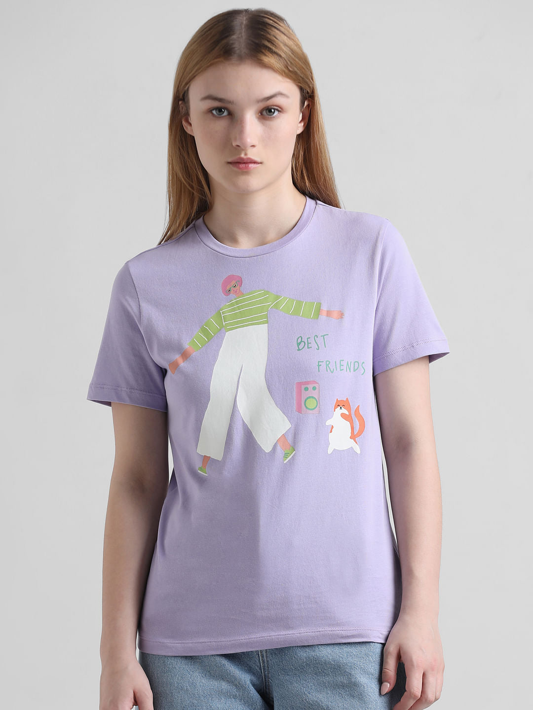 Lavender Graphic Print T-Shirt