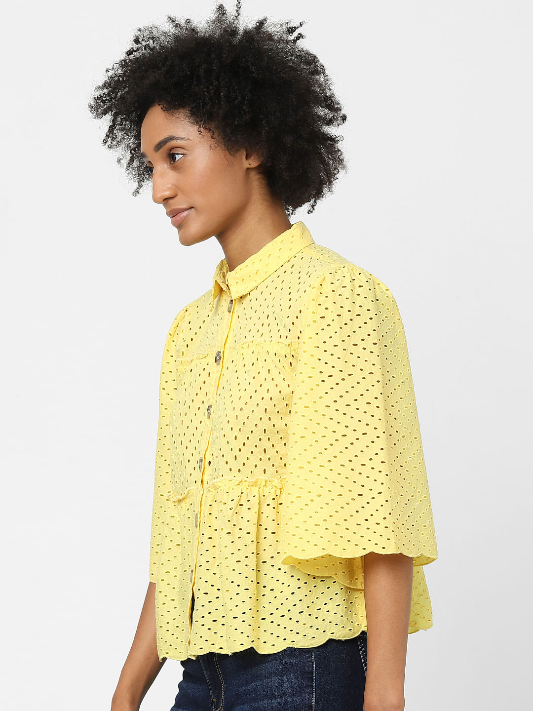 Yellow Schiffli Shirt