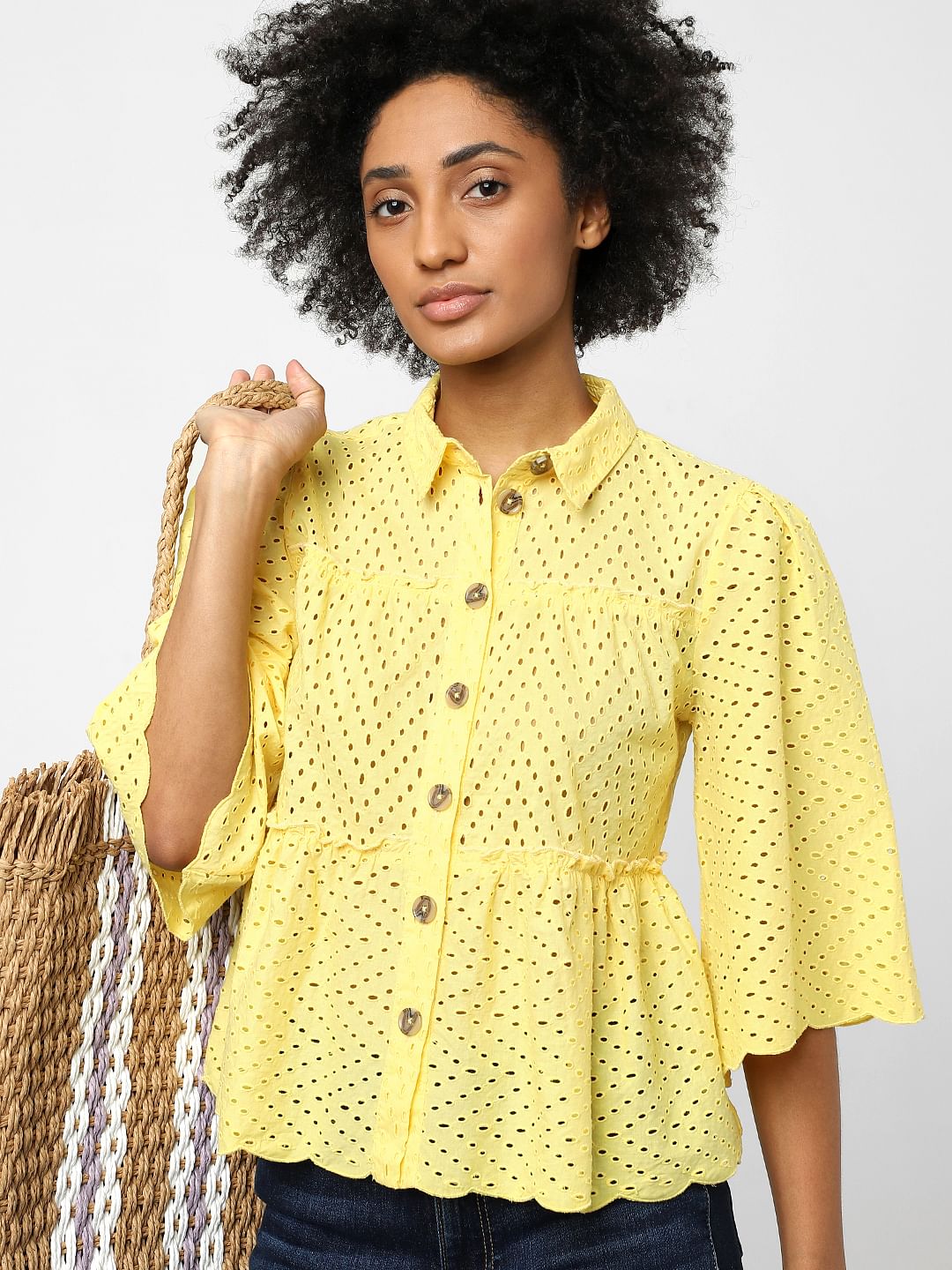 Yellow Schiffli Shirt