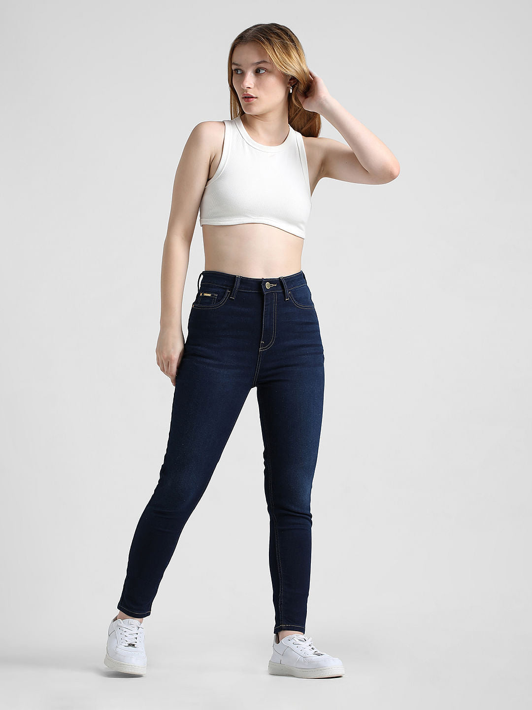 Blue High Rise Skinny Fit Jeans