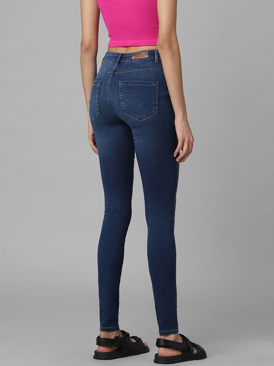 Dark Blue High Rise Skinny Fit Jeans