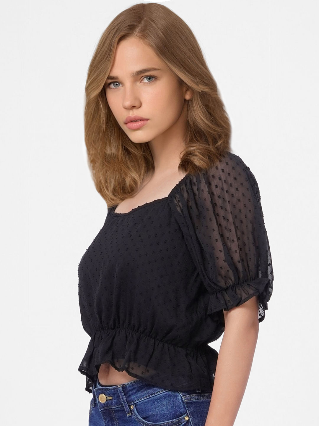 White Dobby Crop Top