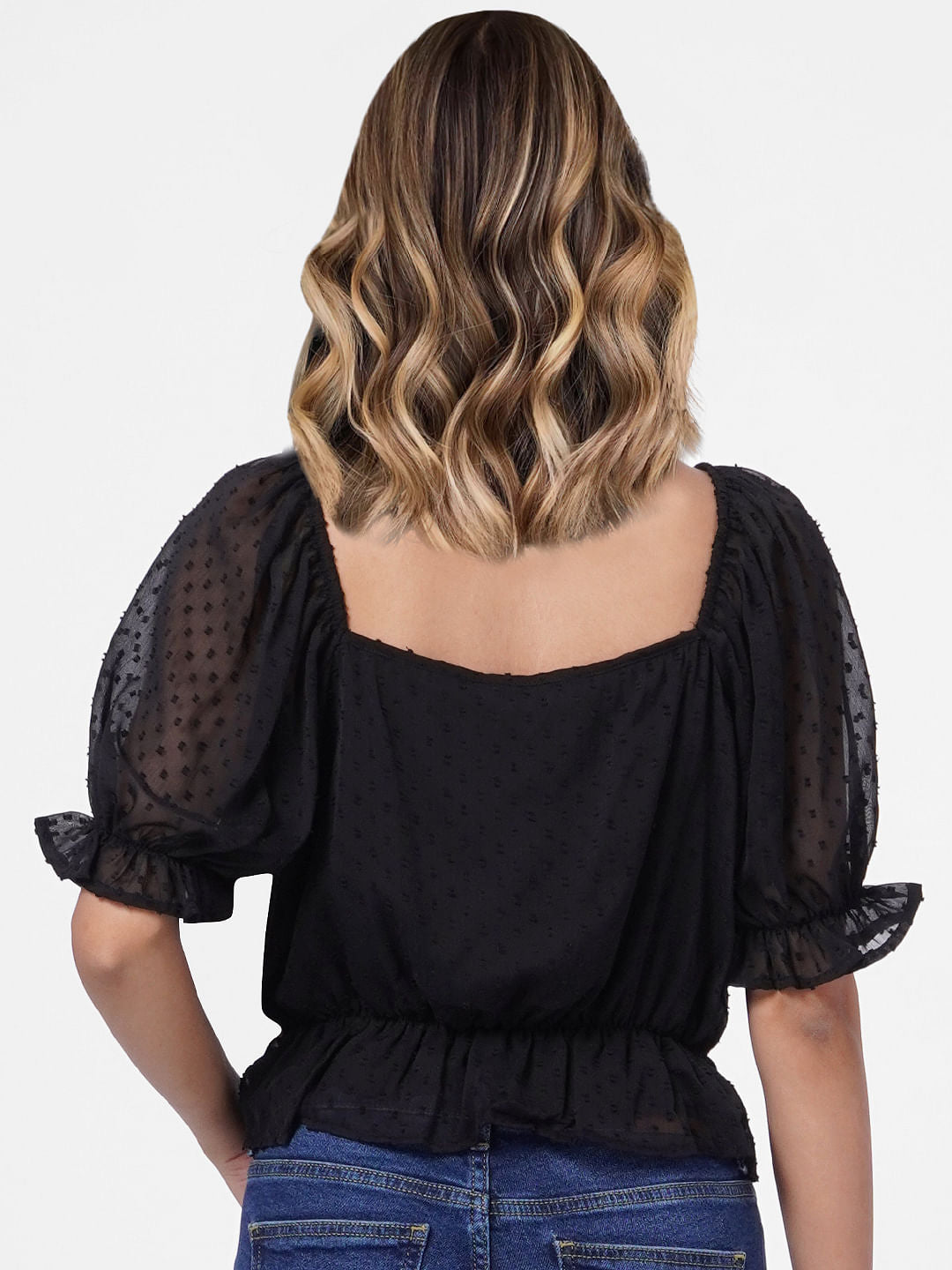 White Dobby Crop Top