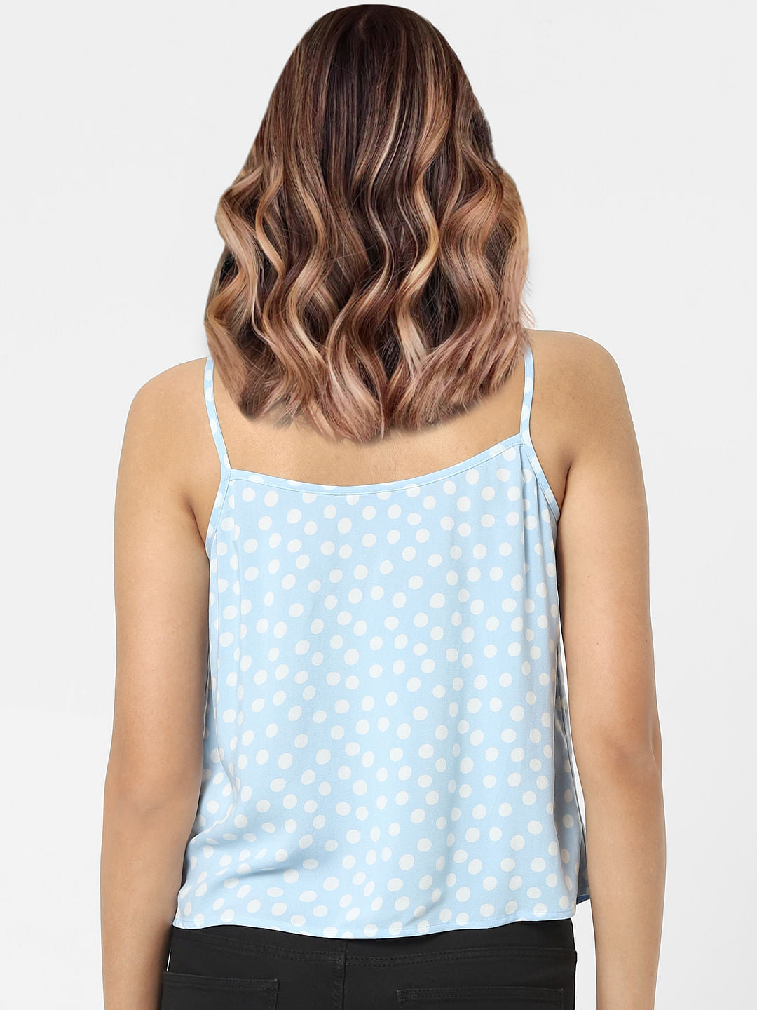 Blue Polka Dot Strappy Top