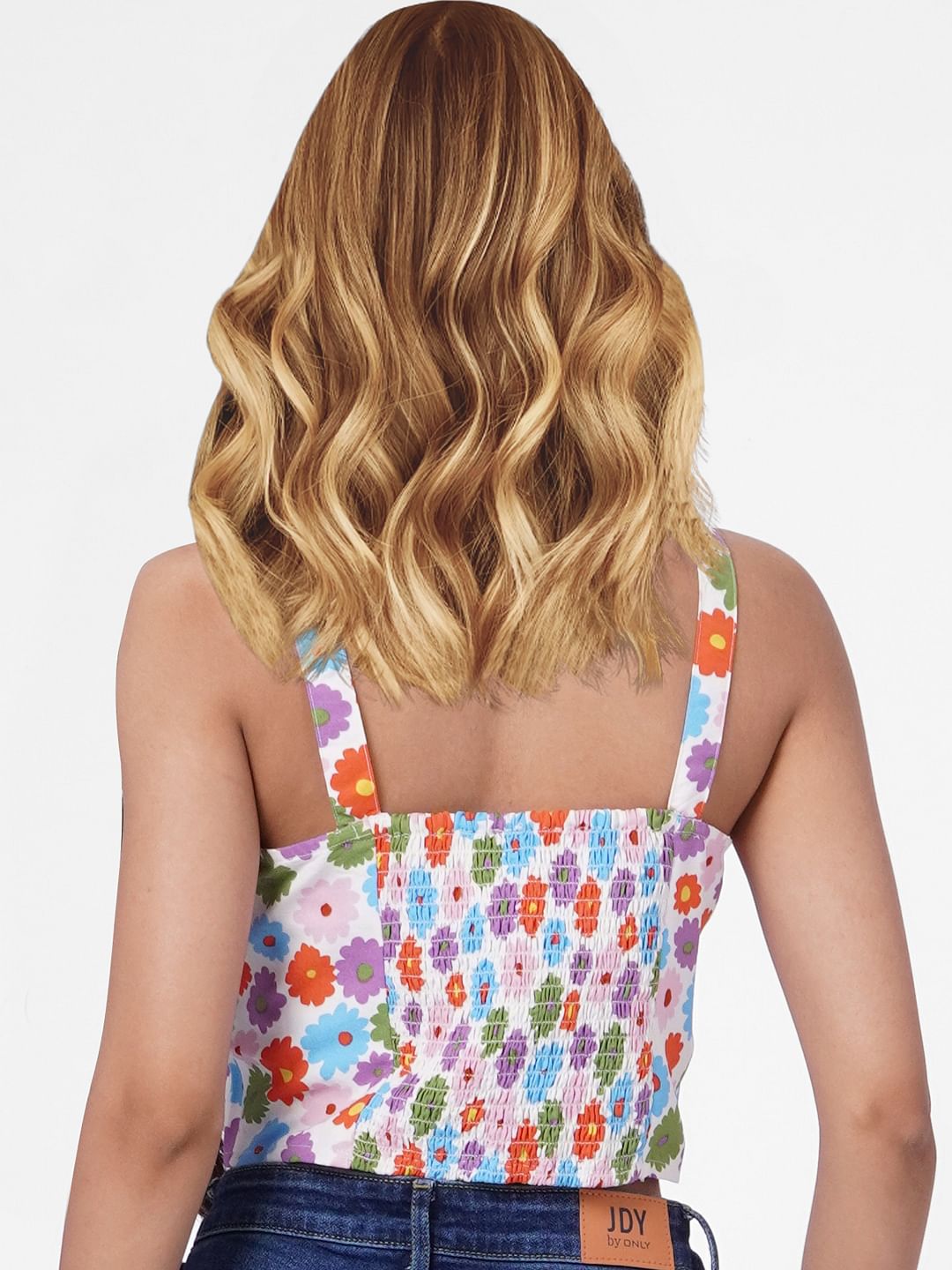 White Floral Crop Top