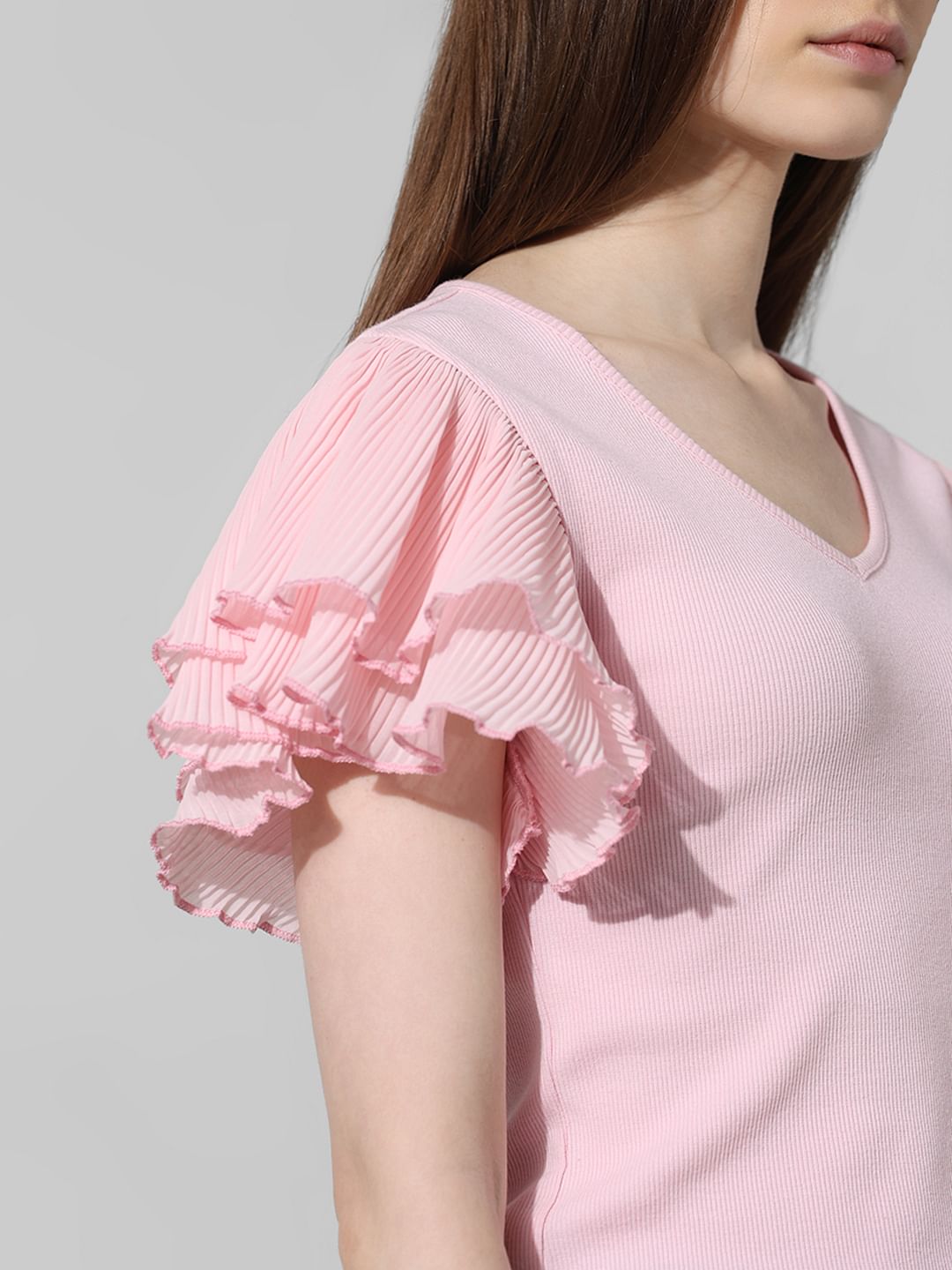 Pink Ribbed Knit Top