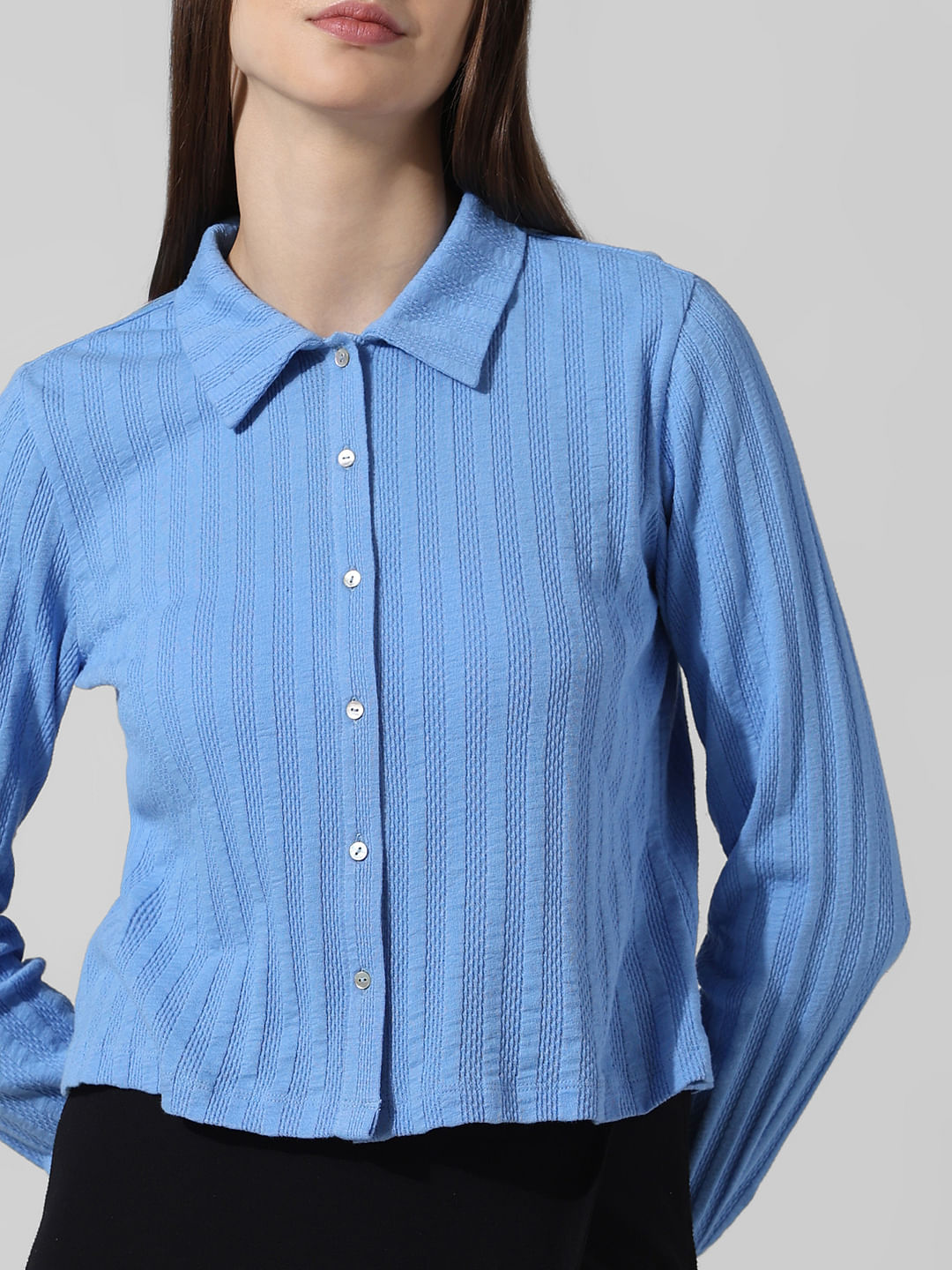 Blue Knitted Cotton Shirt