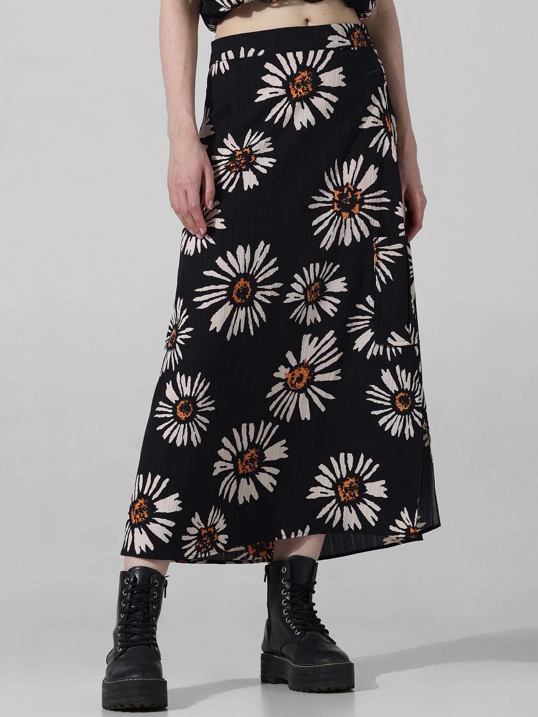 Black Floral Co-Ord Set Skirt