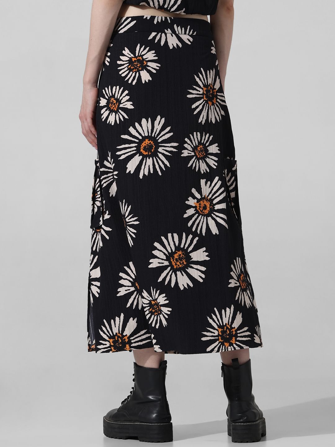 Black Floral Co-Ord Set Skirt