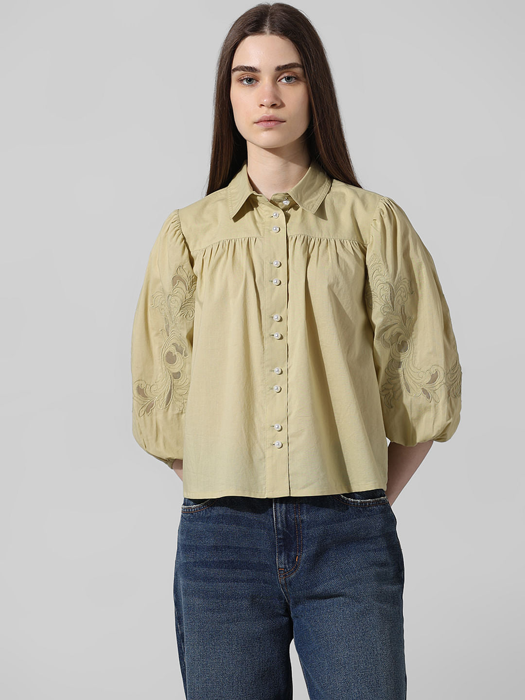 Green Embroidered Shirt