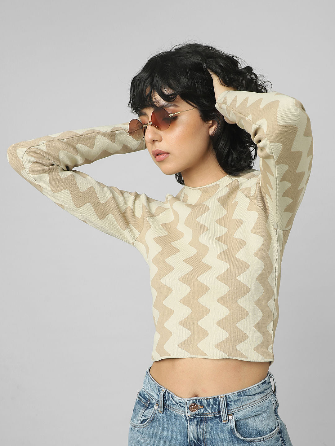 Brown Printed Pullover