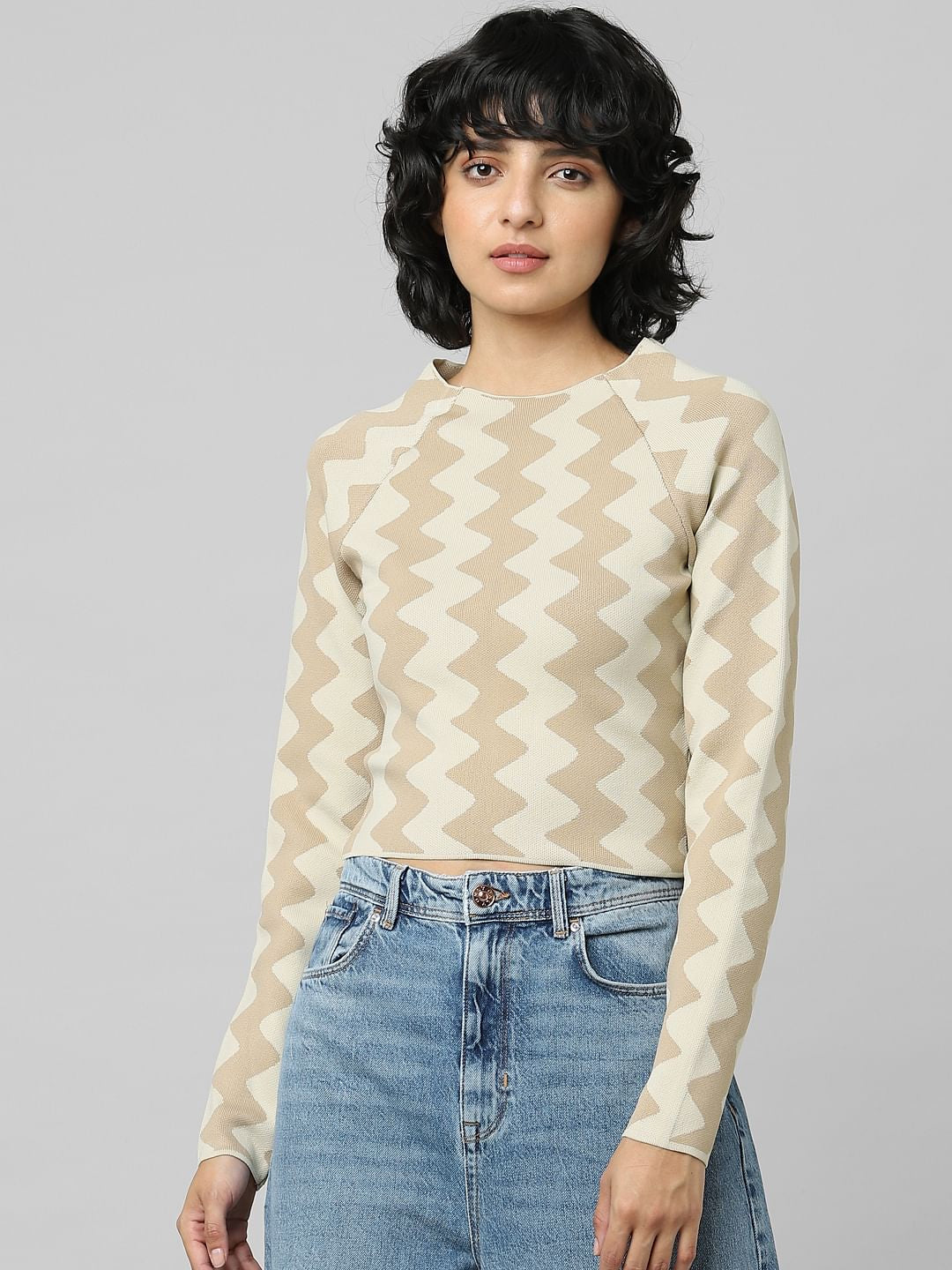 Brown Printed Pullover