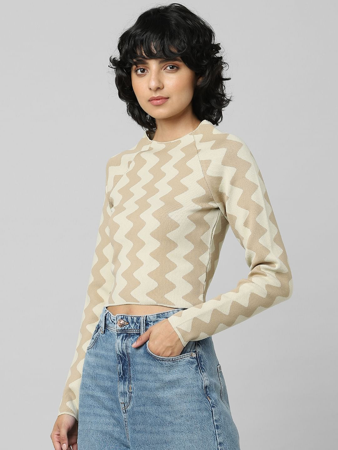 Brown Printed Pullover