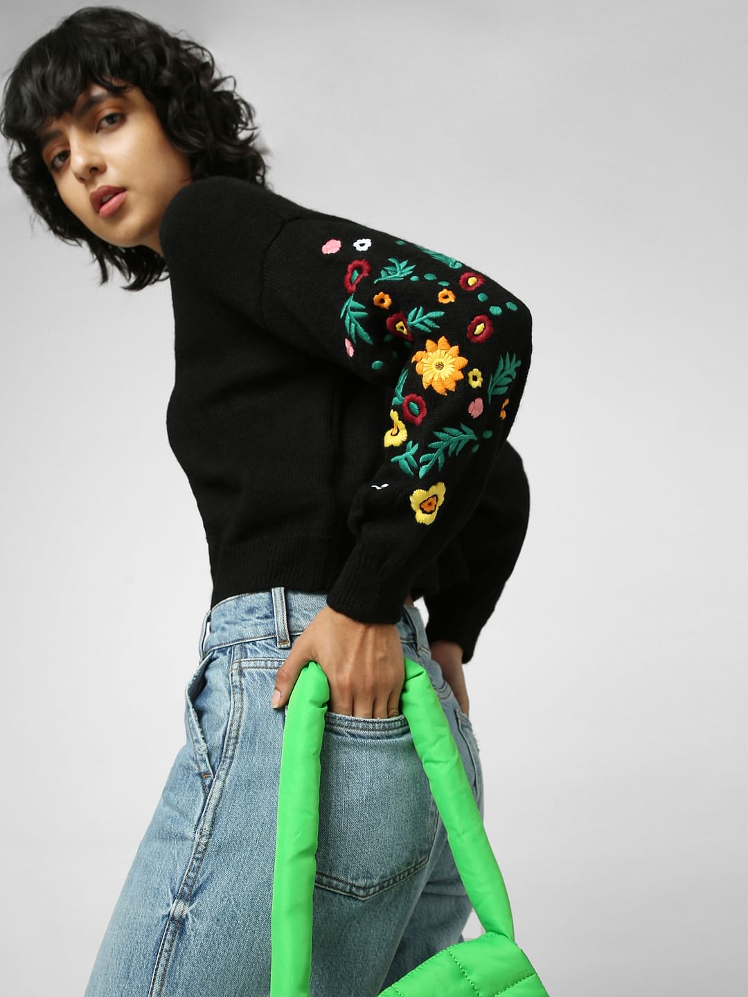 Black Embroidered Pullover