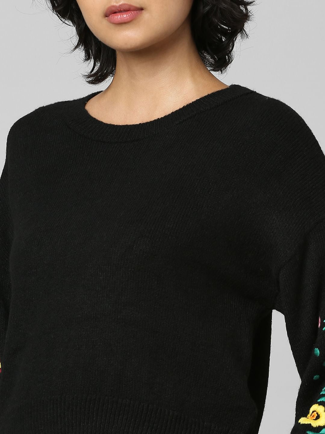 Black Embroidered Pullover