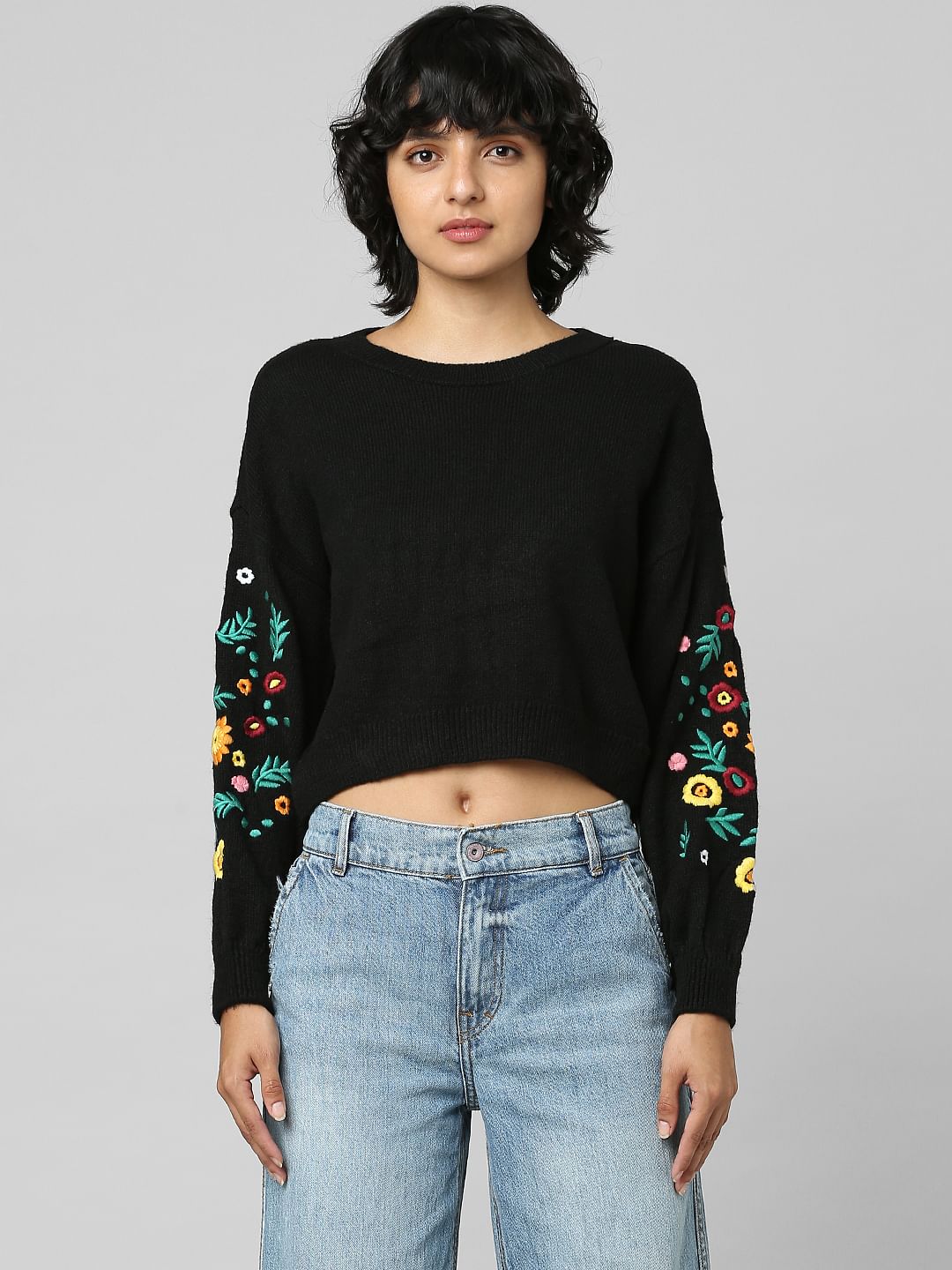 Black Embroidered Pullover
