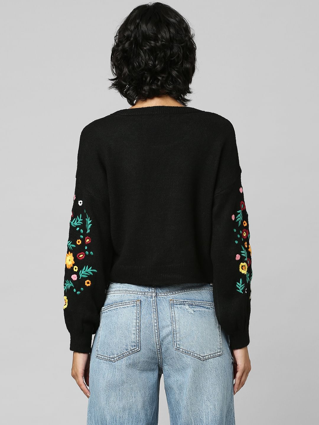 Black Embroidered Pullover