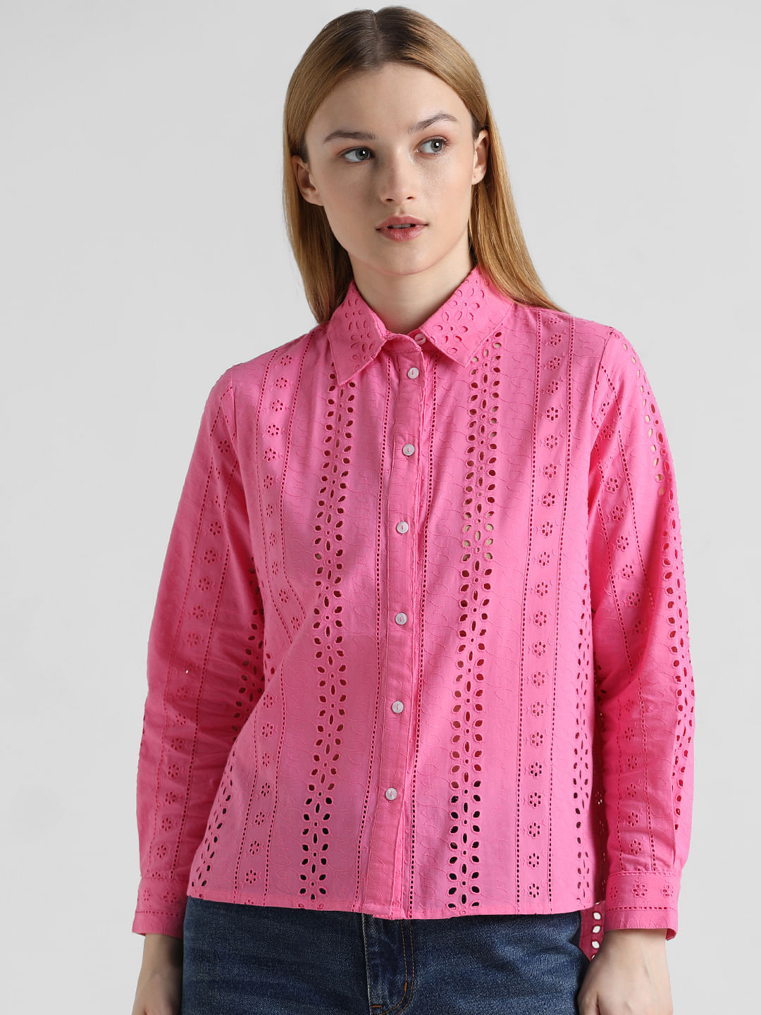 Pink Schiffli Detail Shirt
