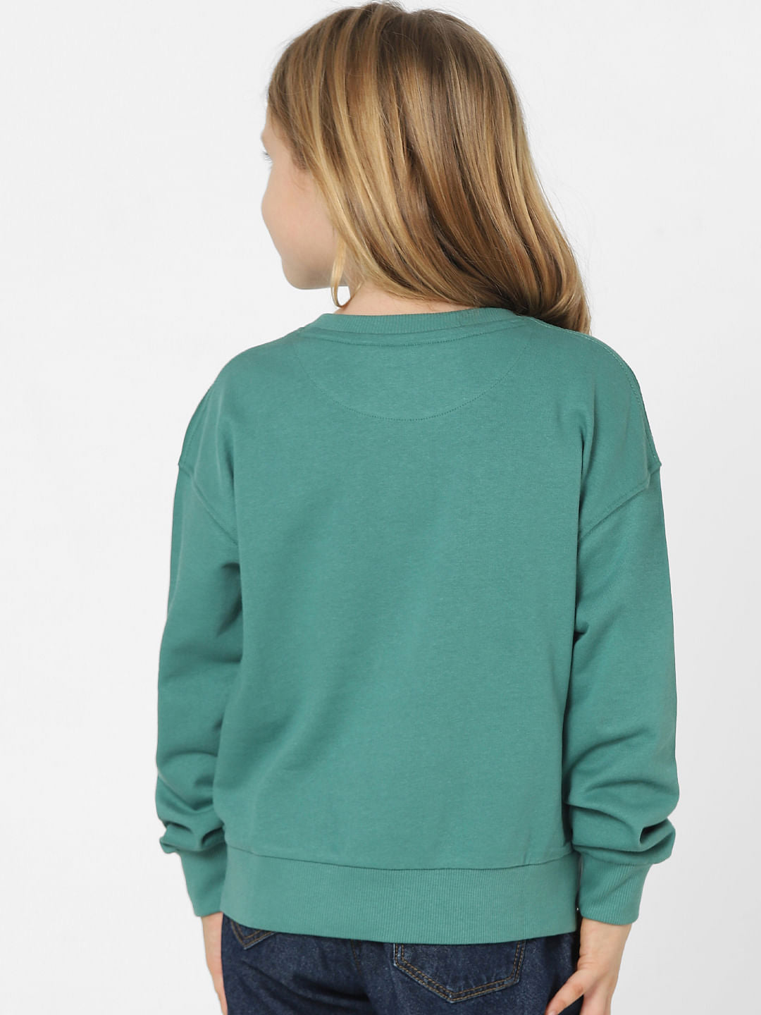 Girls Green Typographic Print Sweatshirt