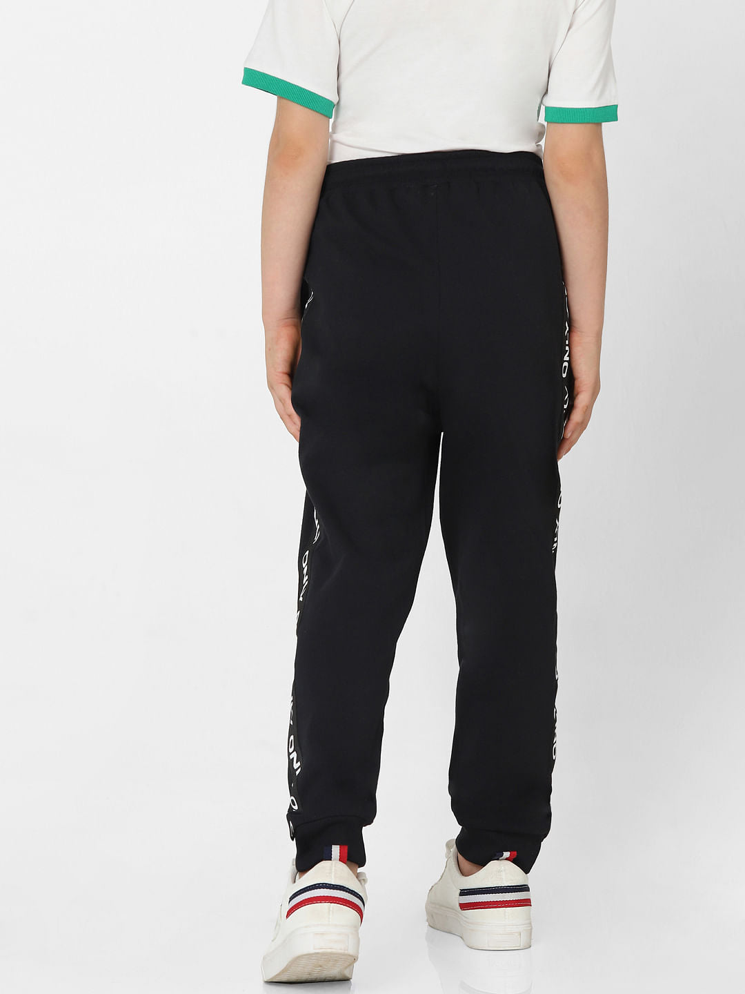 Girls Black Tape Detail Joggers