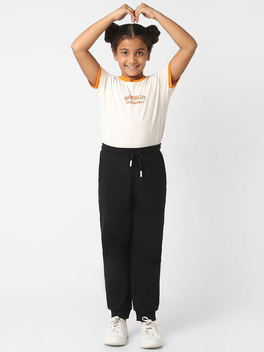 Girls Black Tape Detail Joggers