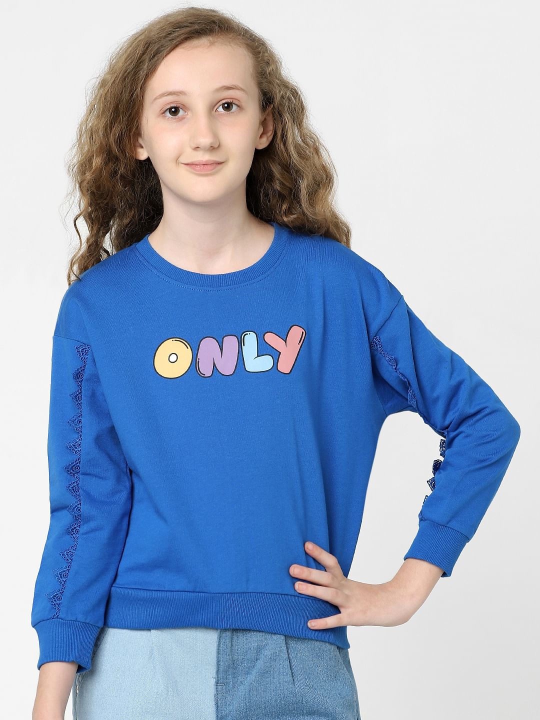 Blue Text Print Sweatshirt