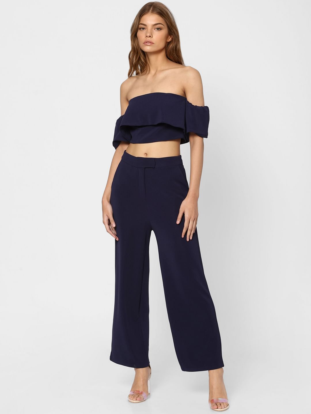 Blue Off Shoulder Co-Ord Top