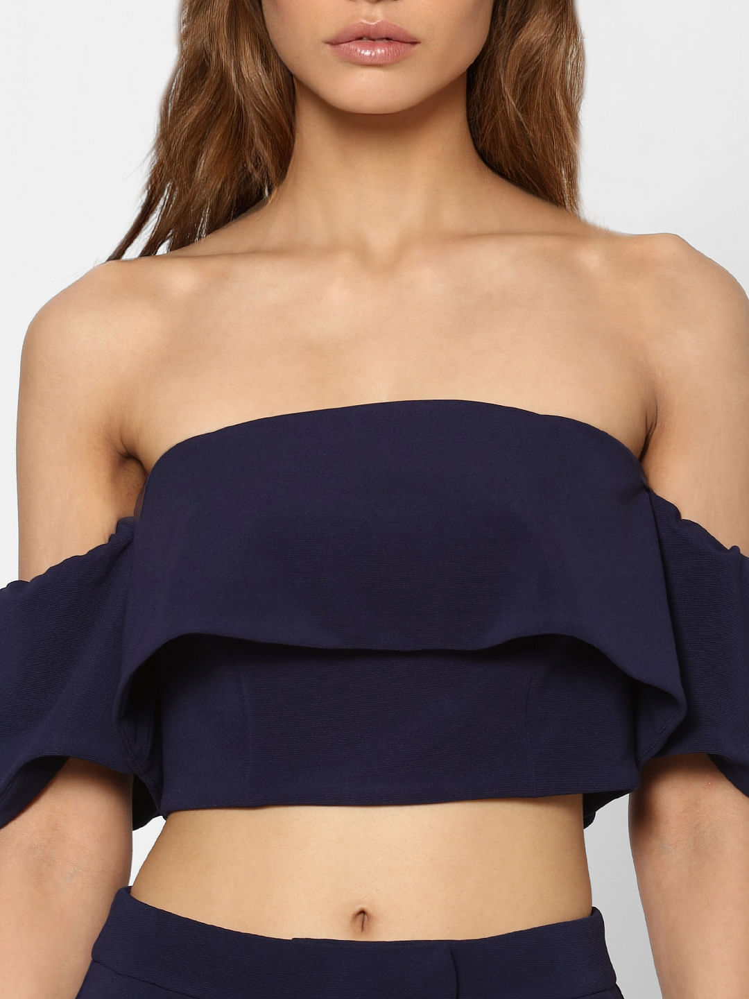 Blue Off Shoulder Co-Ord Top