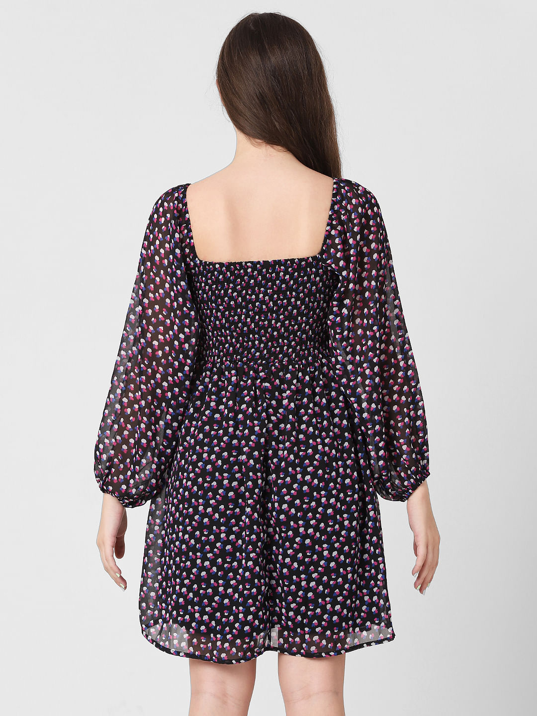 Blue Off Shoulder Printed Dress