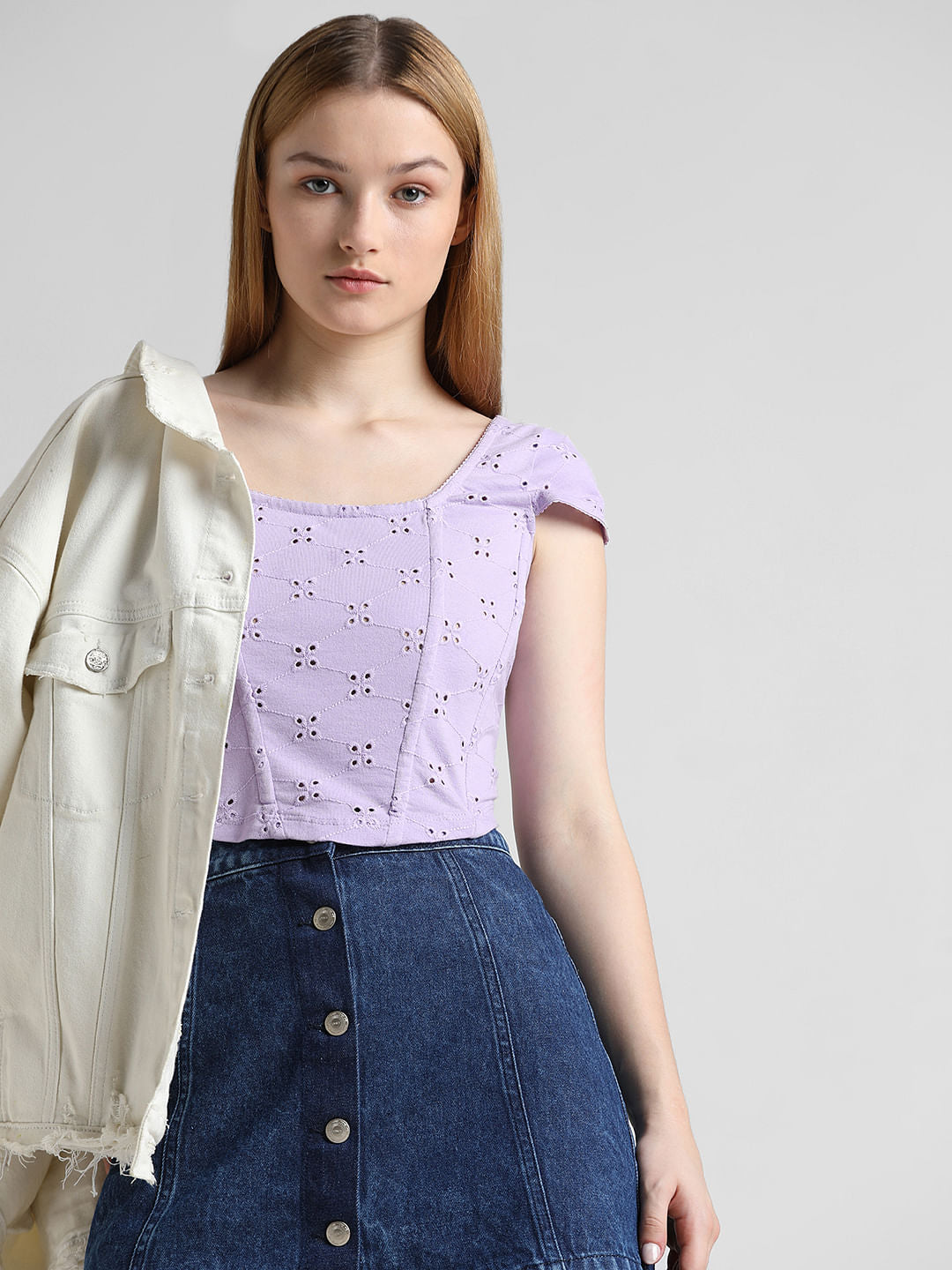 Purple Schiffli Corset Top