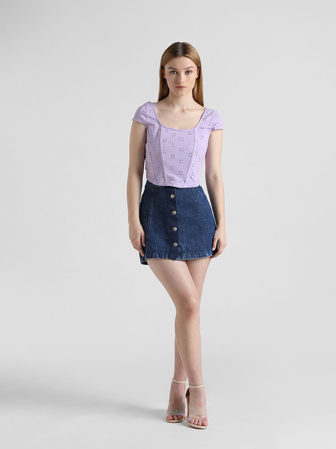 Purple Schiffli Corset Top