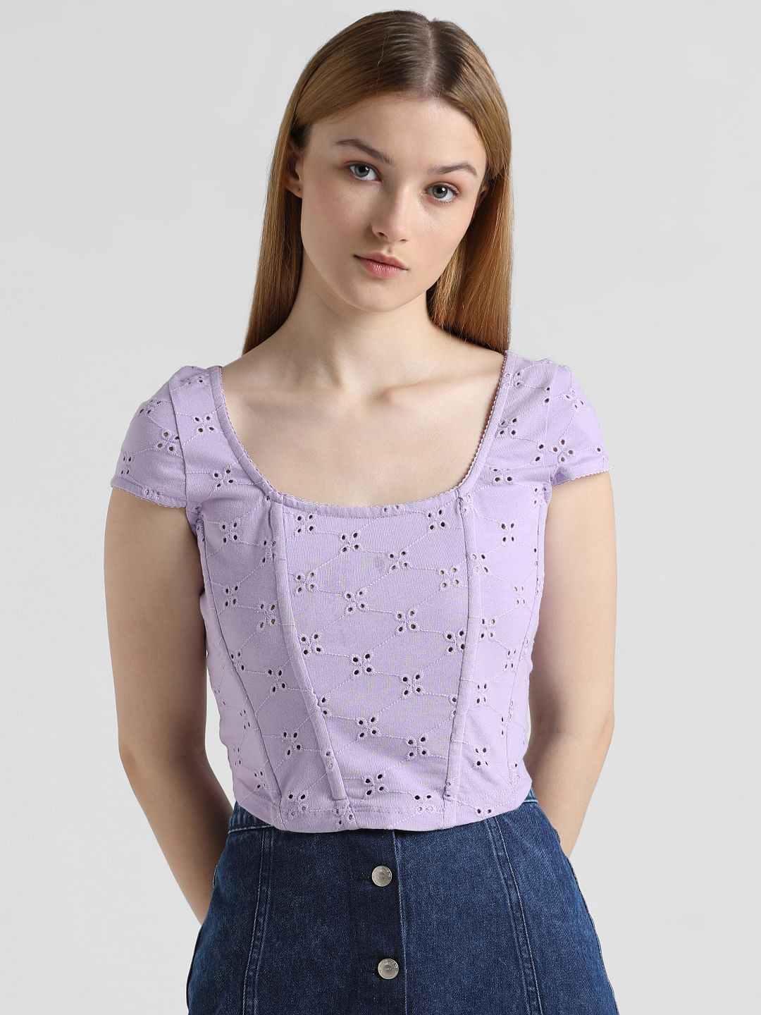 Purple Schiffli Corset Top