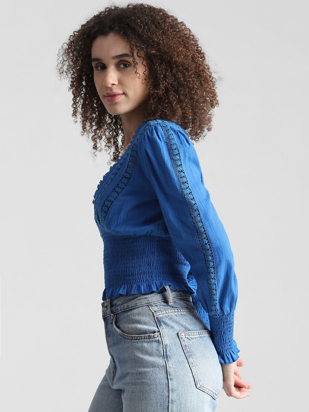 Blue Lace Cotton Top