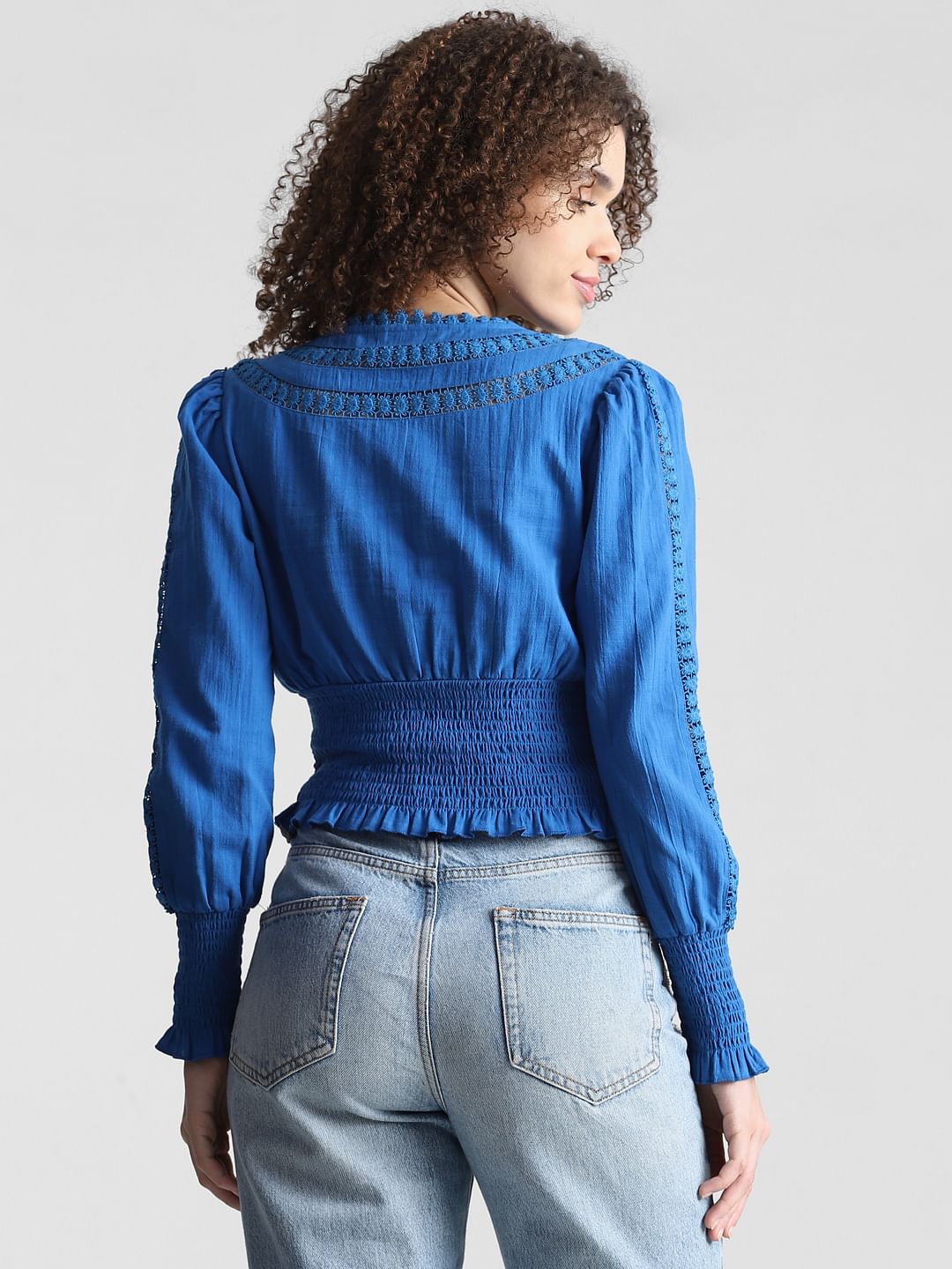 Blue Lace Cotton Top