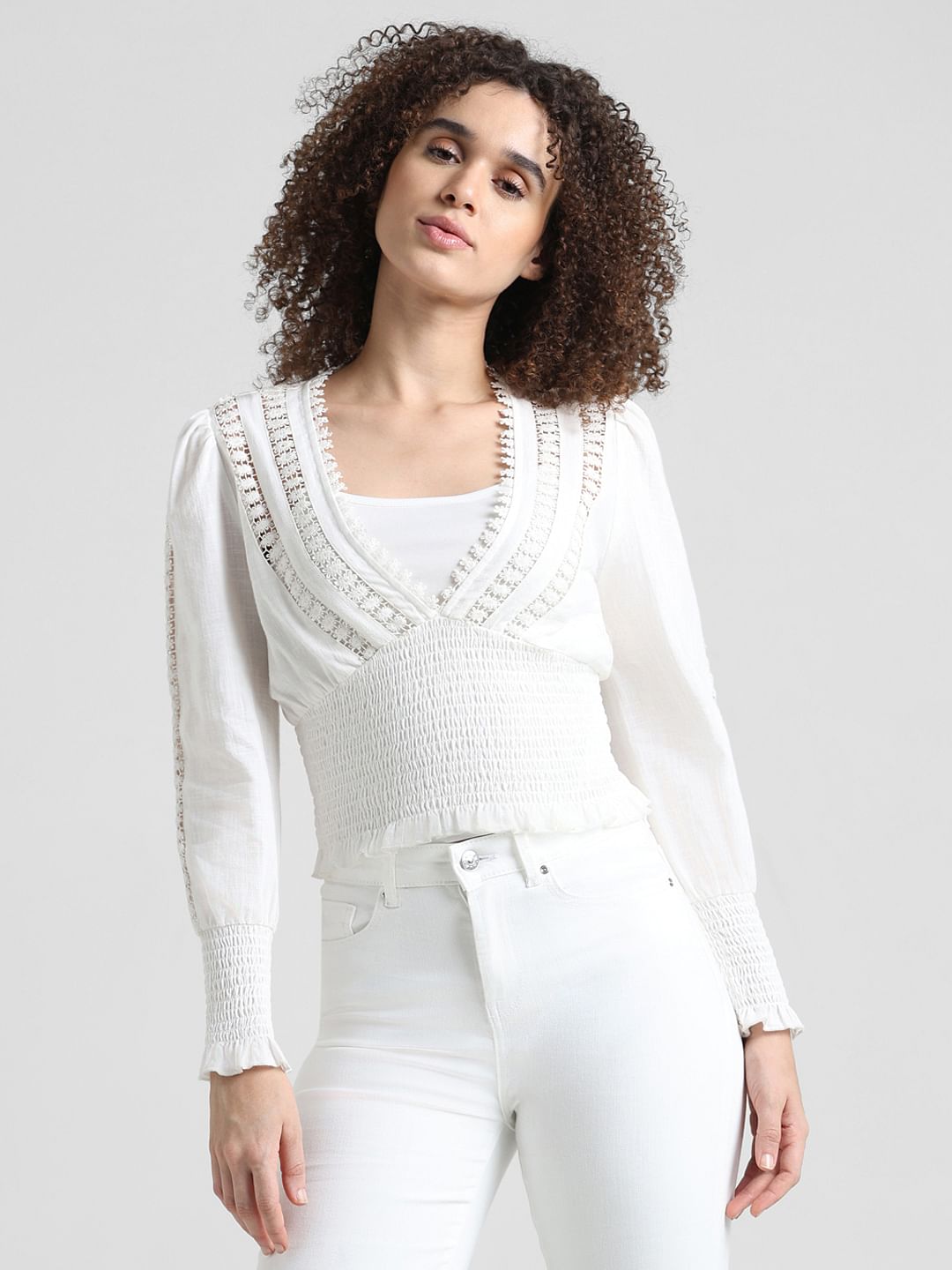 White Lace Cotton Top