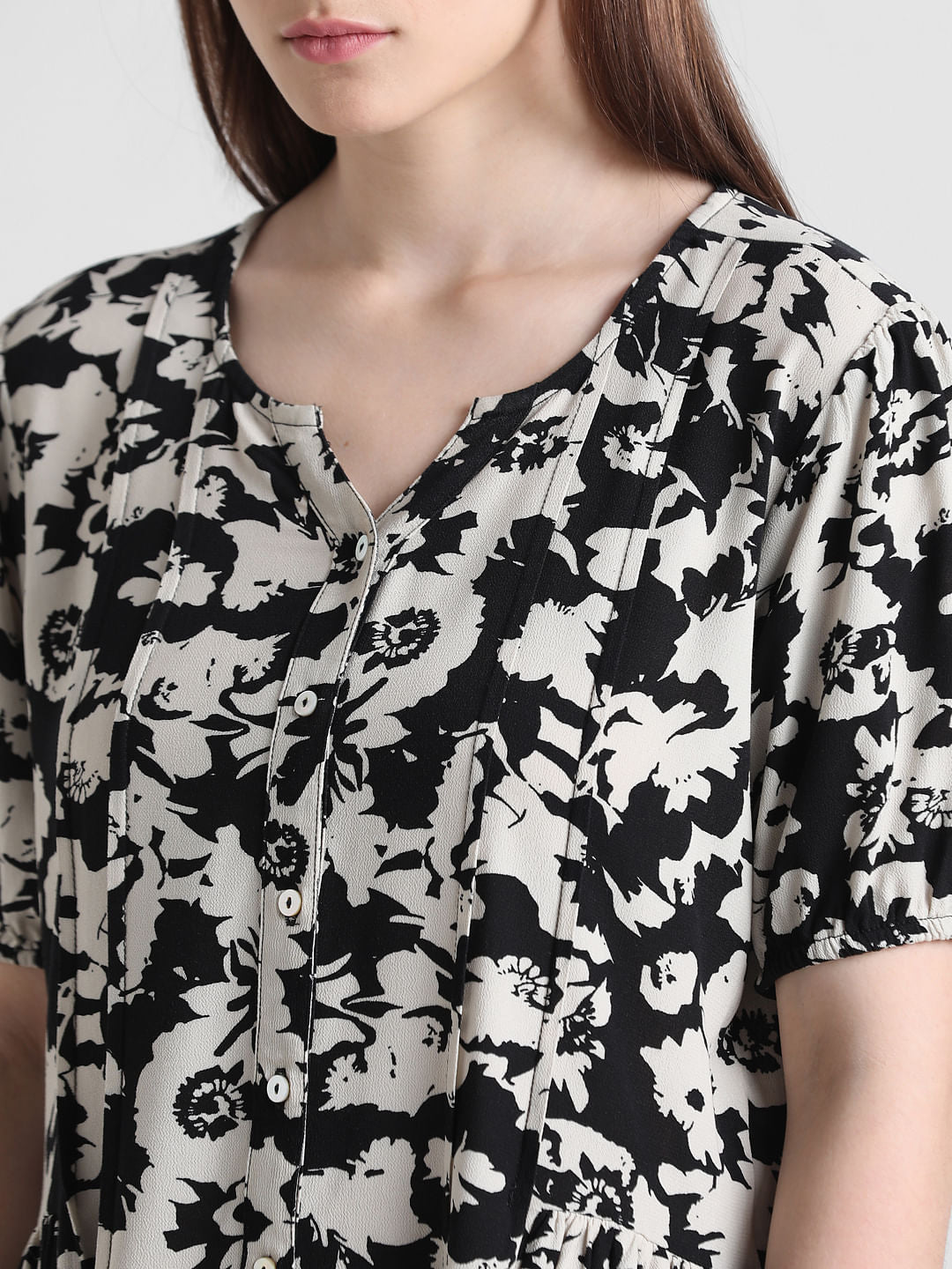 Black Floral Print Top